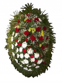 Венок живой ВЖ-26 Траурный венок для похорон из живых цветов Хризантема, роза
