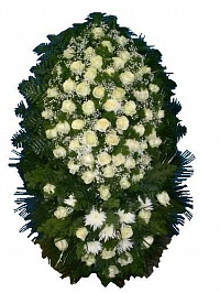 Венок живой ВЖ-21 Траурный венок для похорон из живых цветов 
Роза, хризантема
 