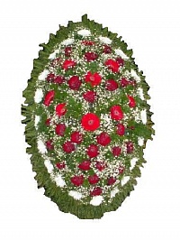 Венок живой ВЖ-4 Траурный венок для похорон из живых цветов Гербус, роза