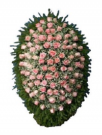 Венок живой ВЖ-15 Траурный венок для похорон из живых цветов Роза