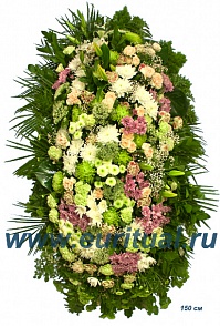 Венок живой ВЖ-32 Траурный венок для похорон из живых цветов Гвоздика, хризантема, лилия
 