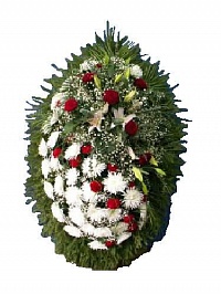 Венок живой ВЖ-13 Траурный венок для похорон из живых цветов Лилия, хризантема, роза