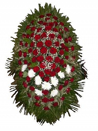 Венок живой ВЖ-27 Траурный венок для похорон из живых цветов Хризантема, роза