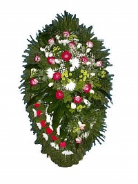 Венок живой ВЖ-3 Траурный венок для похорон из живых цветов Гвоздика, роза, хризантема